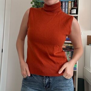 Vintage Women's Cowl Neck Sweater - Burnt Orange